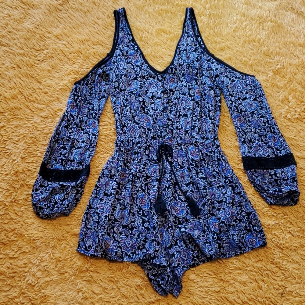 Long cutout sleeve romper